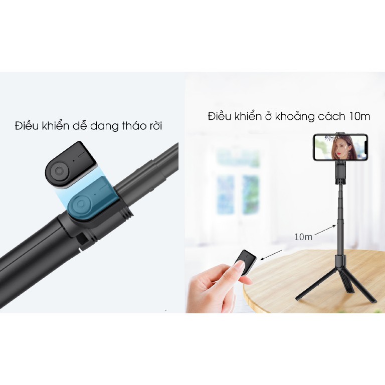 Gậy chụp ảnh tự sướng XT02 3in1 kết nối bluetooth, 3 chân đa năng, chụp hình selfie, giá đỡ điện thoại livestream