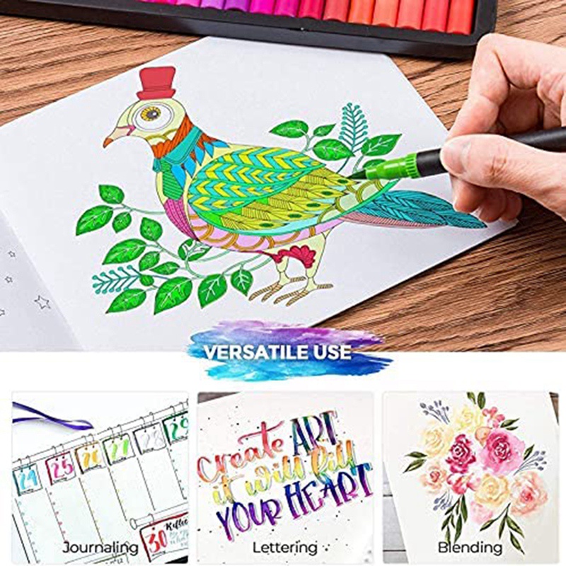Bộ 24 Bút Lông Hai Đầu Nhiều Màu Sắc Dùng Vẽ Tranh Nghệ Thuật