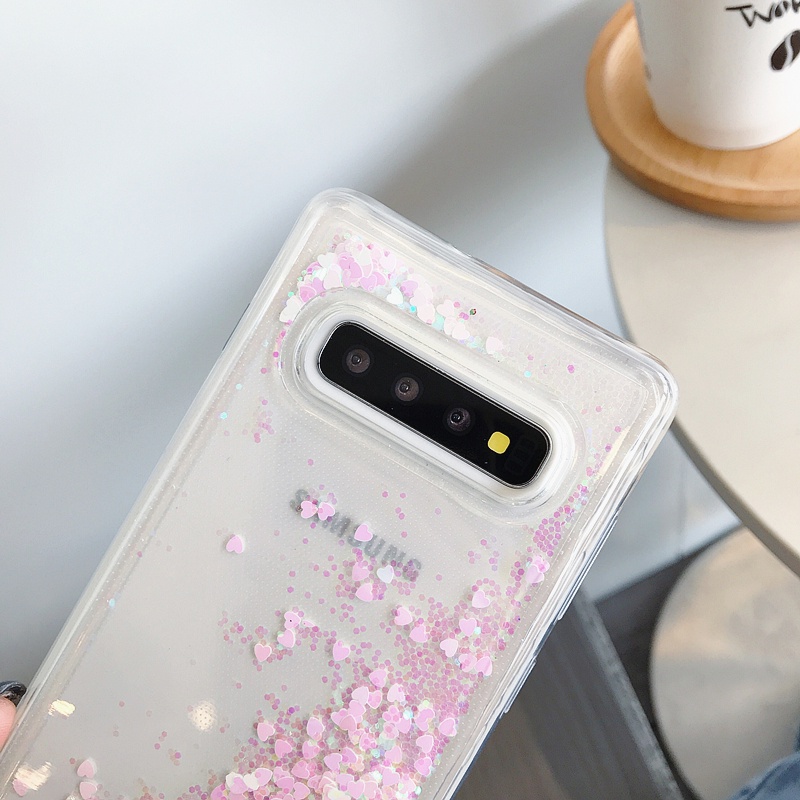 Ốp Điện Thoại TPU Mềm Trong Suốt Phối Kim Tuyến Nước Cho Samsung Galaxy S10 Plus S10E Note 8 J8 A8 Plus 2018