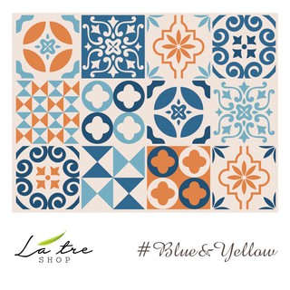Decal dán kính bếp tường dán nhà tắm decor chịu nhiệt dễ lau chùi đề can loại 1 -Blue&yellow 0003