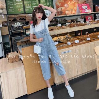 Quần yếm jean dài rách mốc siu chất hanoivnxk