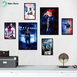 Bộ 6 Tranh Bóng Đá Cầu Thủ Mbappe Treo Tường, Thuộc Dòng Tranh Canvas Có Khung Composite