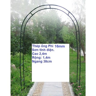 Khung vòm cho hoa hồng, cây leo đa năng màu xanh bằng thép ống 16mm