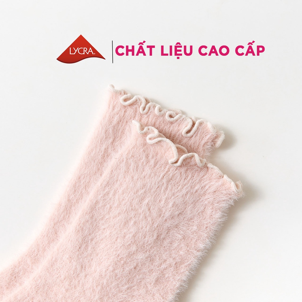 Tất nữ len lông cừu I LOOK LIKE siêu ấm, Vớ nữ cao cấp đại hàn dễ thương set 3 đôi