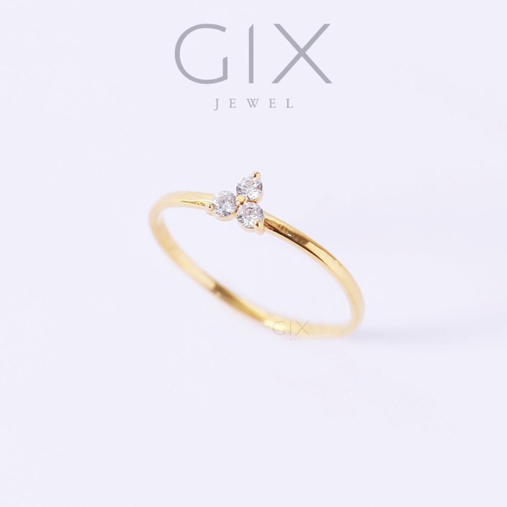 Nhẫn bạc mạ vàng ghép 3 viên đá Cz trắng Gix Jewel SPGN64