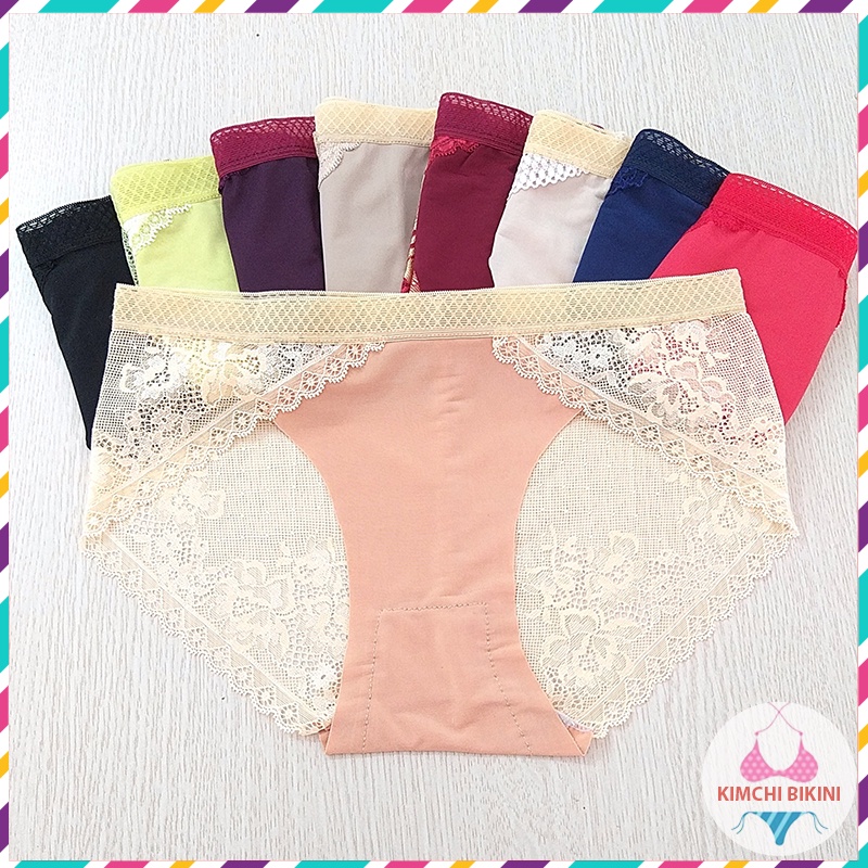 Quần lót đúc pha ren hoa phối lưới cao cấp KIMCHIBIKINI đồ chíp nữ sexy thiết kế mềm mại nóng bỏng quyến rũ QL155