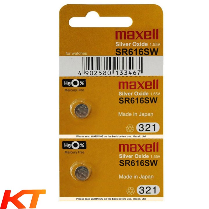 2 PIN SR616, SR616SW, 321 1.55V MAXELL PIN ĐỒNG HỒ.