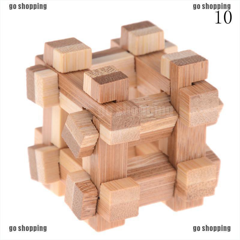 {go shopping}Fashion IQ Brain Teaser Kong Ming Lock Wooden Interlocking Burr 3D Puzzles Game Toy Gift