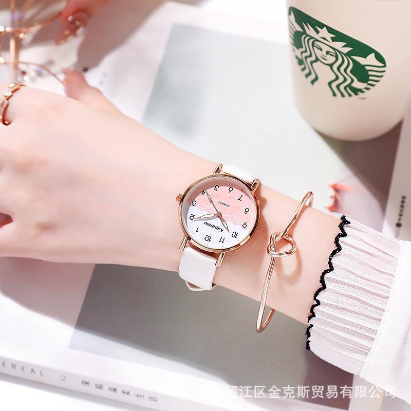 Đồng hồ nữ KAPANOU mặt dạ quang, đồng hồ thời trang chính hãng phong cách Hàn Quốc nhẹ nhàng thanh lịch kết hợp dây da