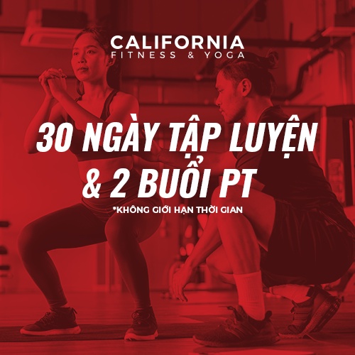  E-voucher tập gym California Fitness - 30 ngày toàn thời gian & 2 buổi tập cùng HLV cá nhân
