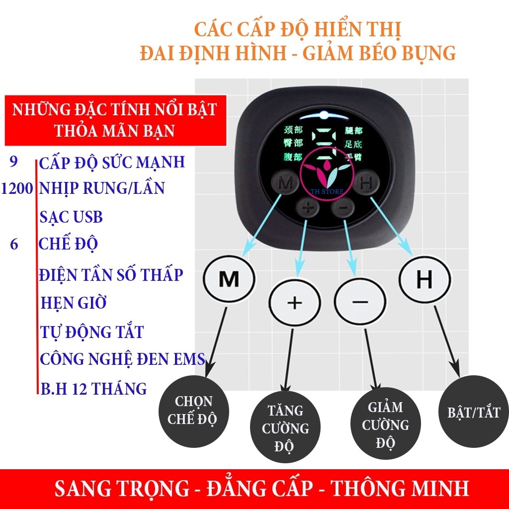 [Hàng chính hãng] Đai giảm béo bụng - định hình cơ - săn chắc vùng bụng bằng công nghệ xung điện