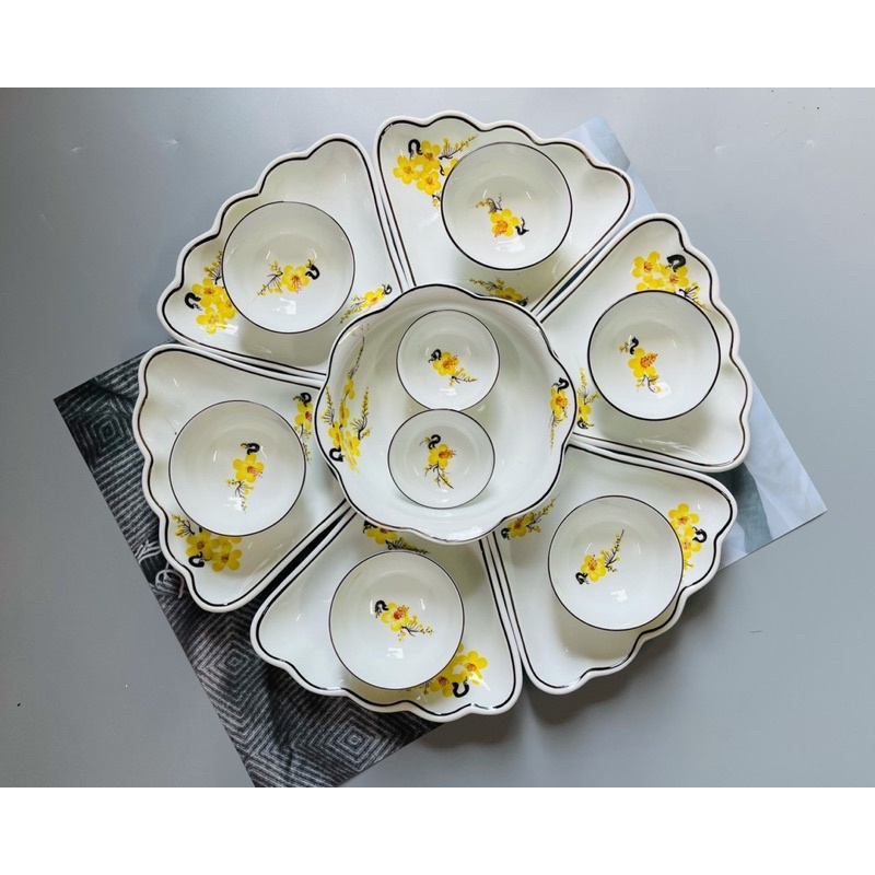 Sét bộ đồ ăn hoa mặt trời Bát Tràng