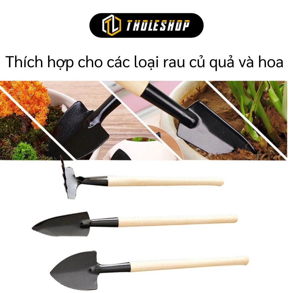 Dụng Cụ Làm Vườn - Bộ 3 Cuộc, Xẻng, Cào Đất Mini Trồng Cây Cảnh, Trồng Rau 4221