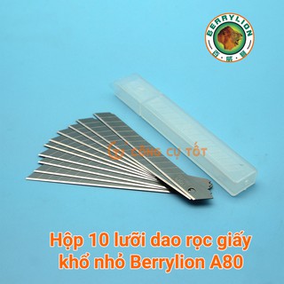 Hộp 10 lưỡi dao rọc giấy khổ nhỏ Berrylion A80 0.38x9x80mm
