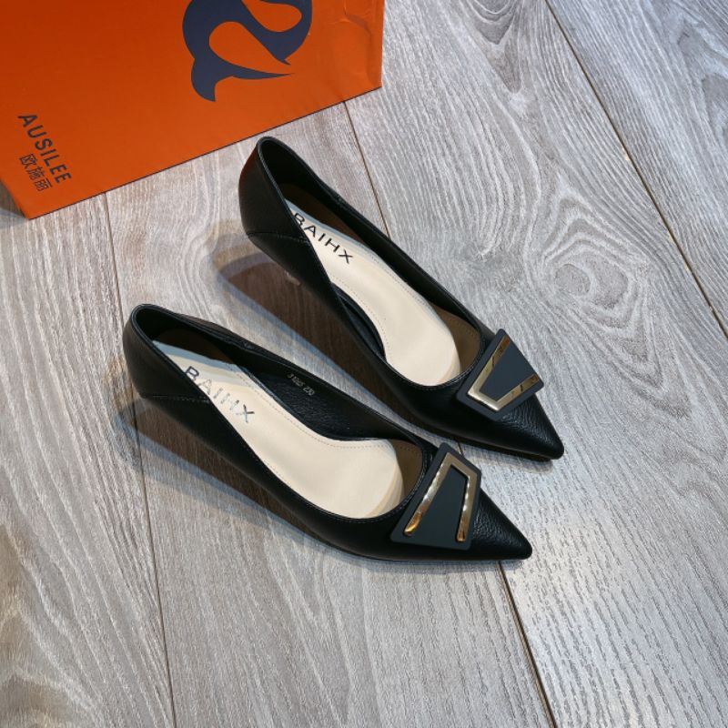 x(ẢNH THẬT) Giày Cao Gót 7p Khoá Kim Loại Da Siêu Mềm Êm Fullbox Cao Cấp