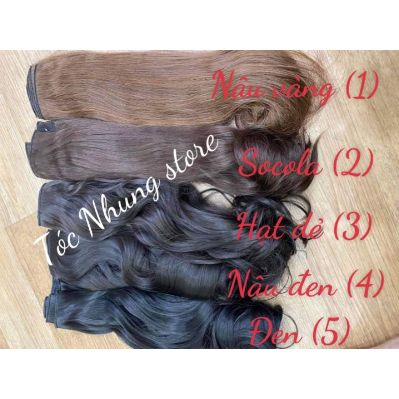 Tóc nối kẹp 9 miếng thẳng cụp tự nhiên 45-50cm. Tóc giả kẹp phím 9 mảnh thẳng cụp.