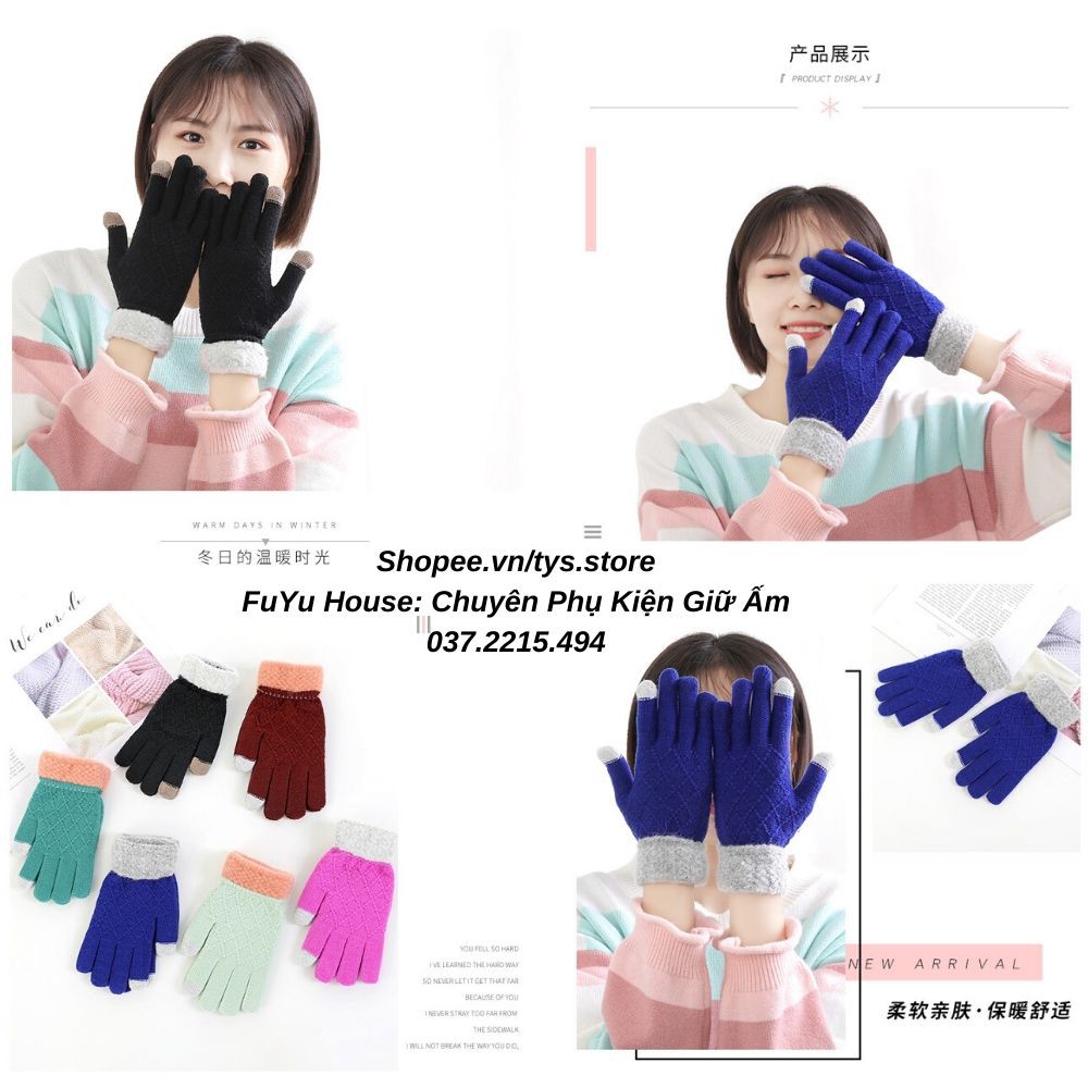 Găng tay len nữ Ulzzang giữ ấm thu đông Cảm Ứng phong cách Hàn Quốc - FuYu House
