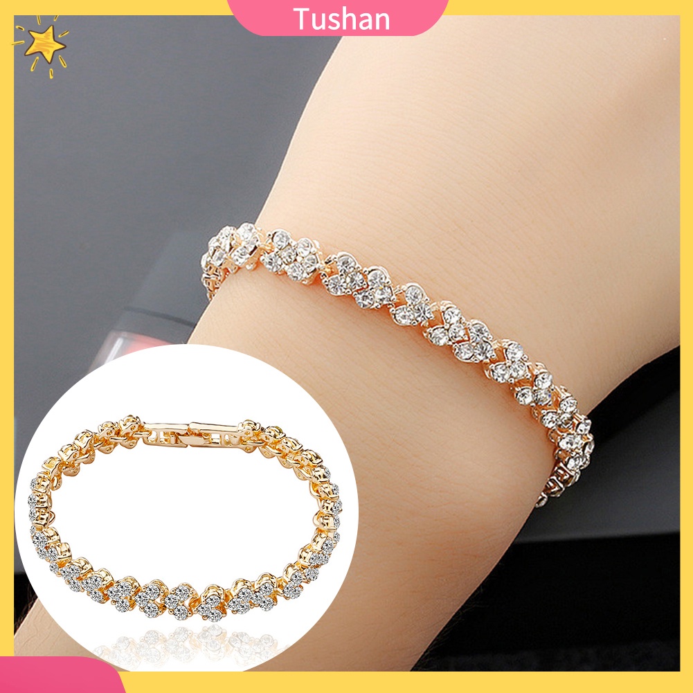 Vòng tay dát zircon toàn khối kiểu dáng thời trang thanh lịch cho nữ TUSH