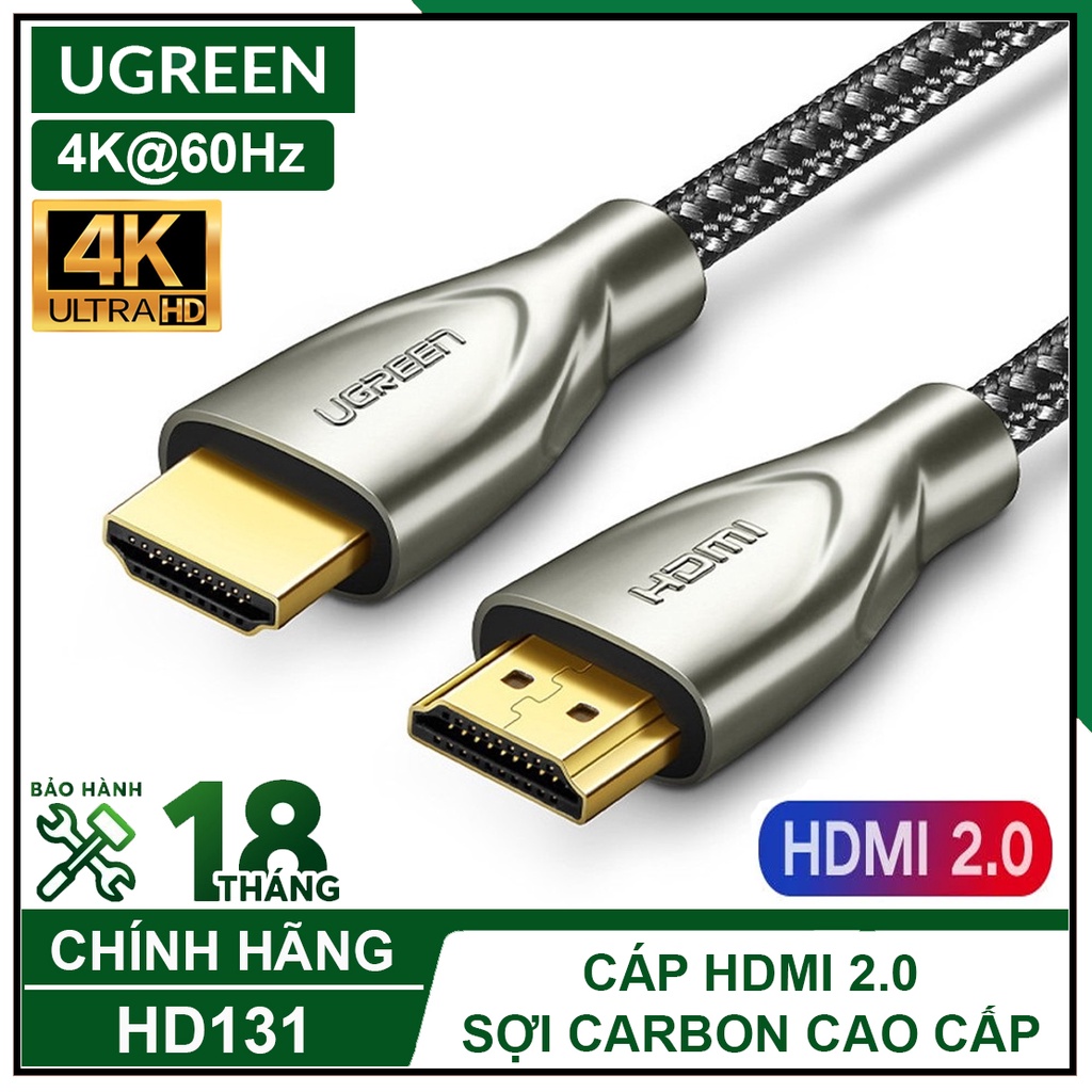 Cáp HDMI 2.0 Sợi Carbon Cao Cấp Dài 2M, UGREEN 50108 Chính Hãng, Hỗ trợ 4K@60Hz