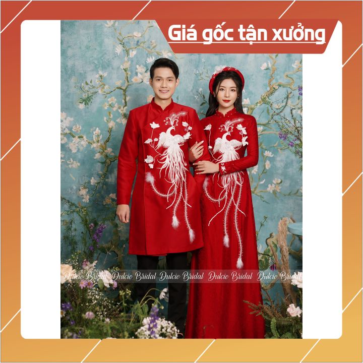 Ảnh thật🍁Cặp áo dài cô dâu chú rể kết hạc