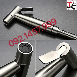 Vòi xịt vệ sinh inox 304 kèm dây và đế cài - Vòi xịt bồn cầu inox SUS 304 cao cấp