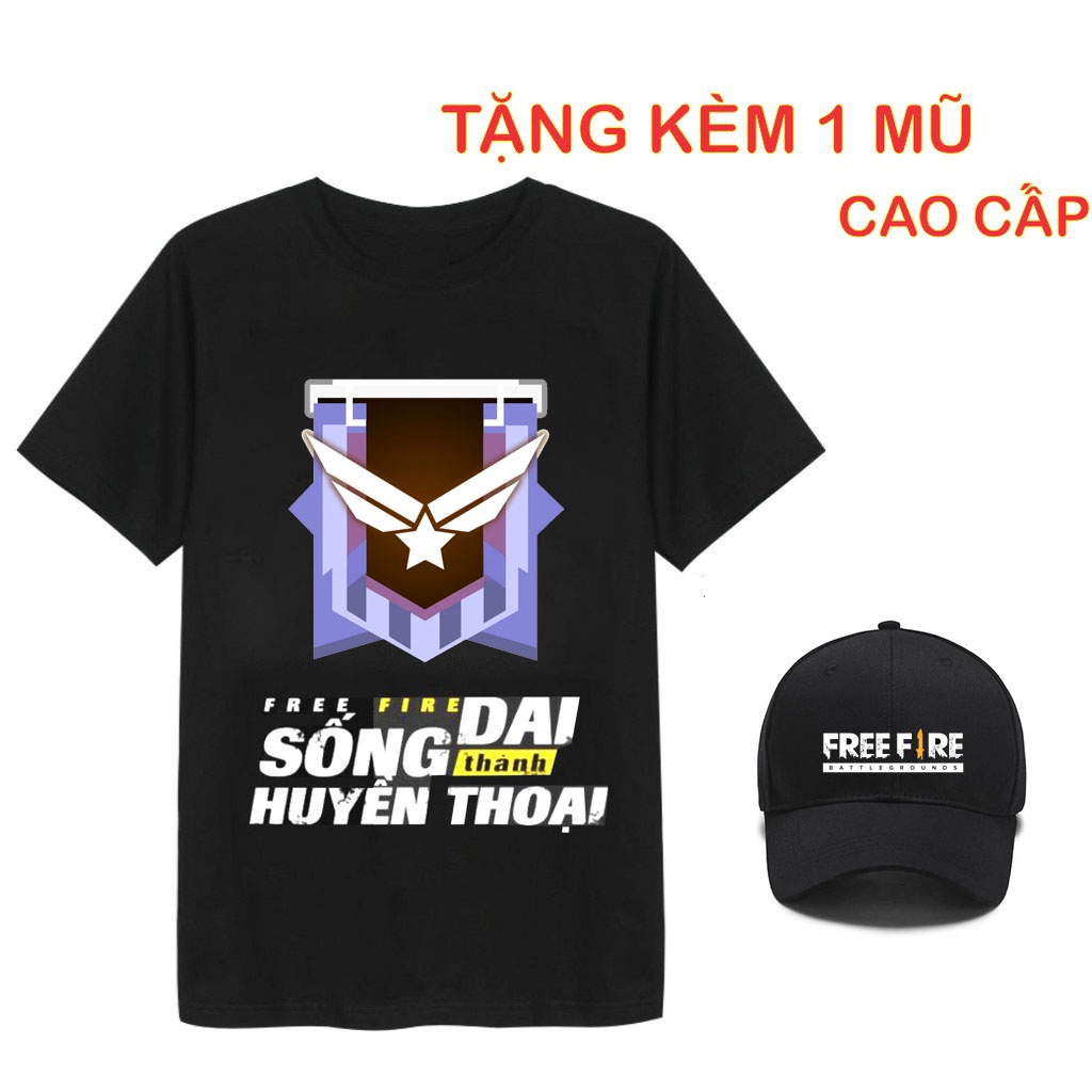 HOT BST áo thun in hình rank Free Fire sống dai thành huyền thoại tặng kèm 1 nón chất lượng