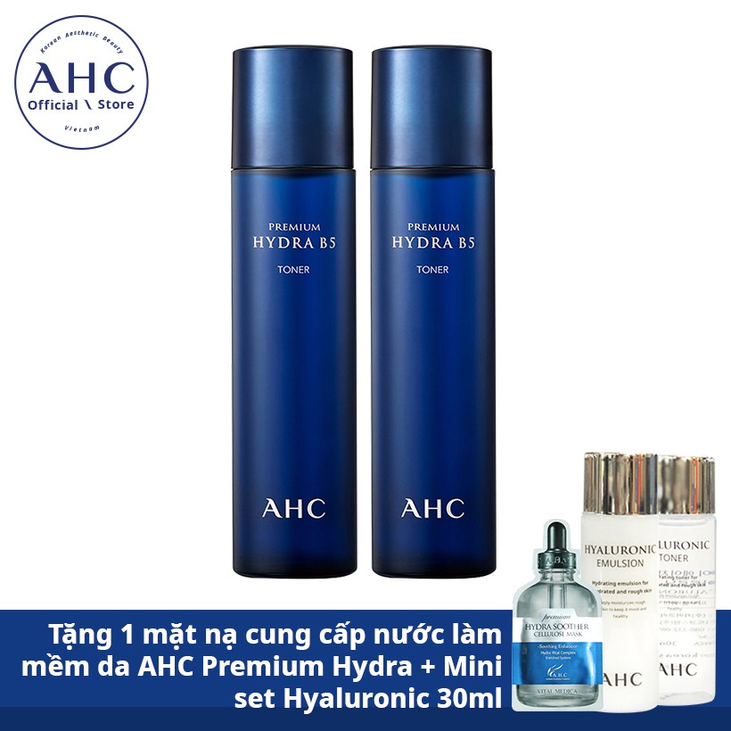 Combo 2 AHC Premium Hydra B5 Toner 120ml - Tặng 1 mặt nạ AHC Premium Hydra + mini set Hyaluronic 30m