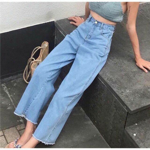 [Mã WASTUP5 giảm 10% tối đa 20K đơn 99K] Quần Jeans Nữ Ống Rộng Rách Lai Lửng PS 230 | BigBuy360 - bigbuy360.vn