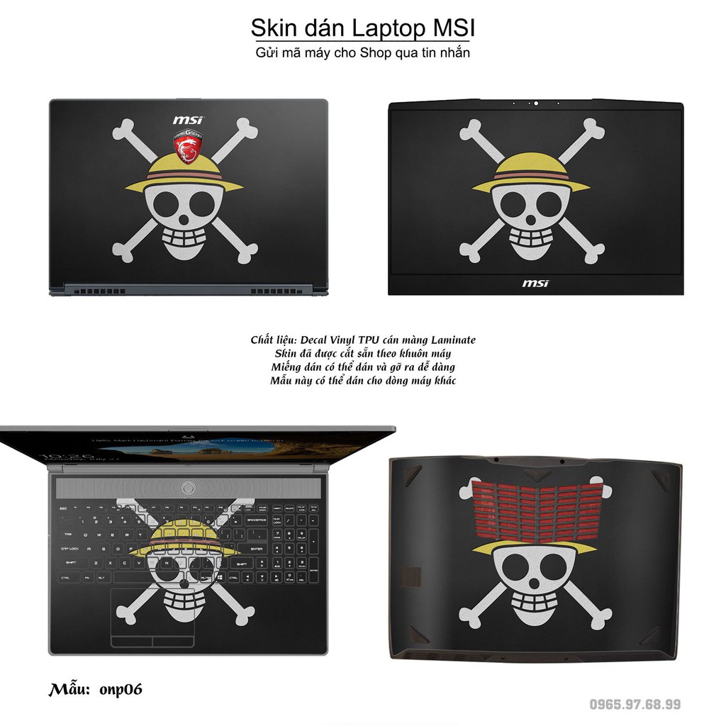 Skin dán Laptop MSI in hình One Piece nhiều mẫu 3 (inbox mã máy cho Shop)