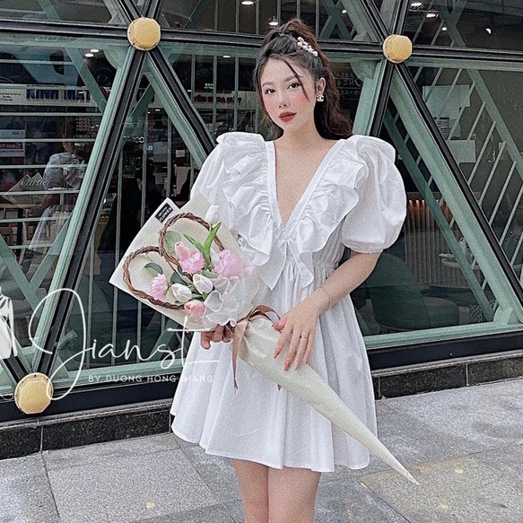 Váy maxi nữ cánh tiên tay bồng dáng xòe sexy đầm xòe nữ hở lưng TH218 | BigBuy360 - bigbuy360.vn