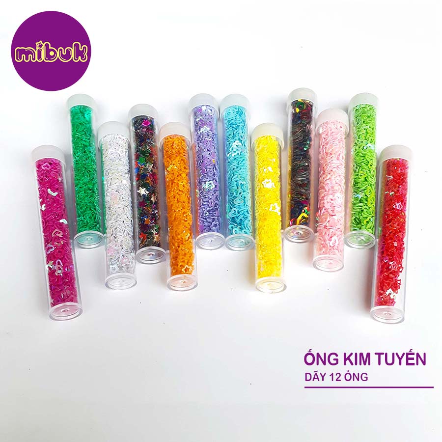 Kim tuyến trang trí dây 12 ống màu/dạ quang/hình
