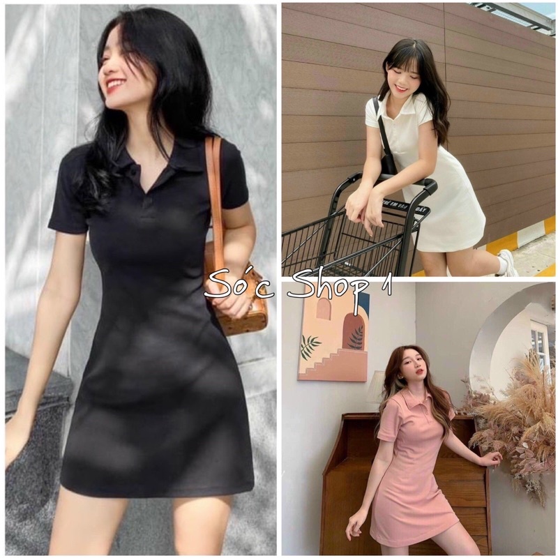 Đầm cổ Bẻ Trơn cực xinh, váy Polo Nữ Trơn Nhiều Màu
