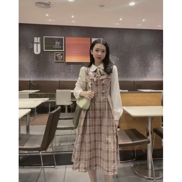 Váy sơ mi kẻ caro nữ dáng dài
