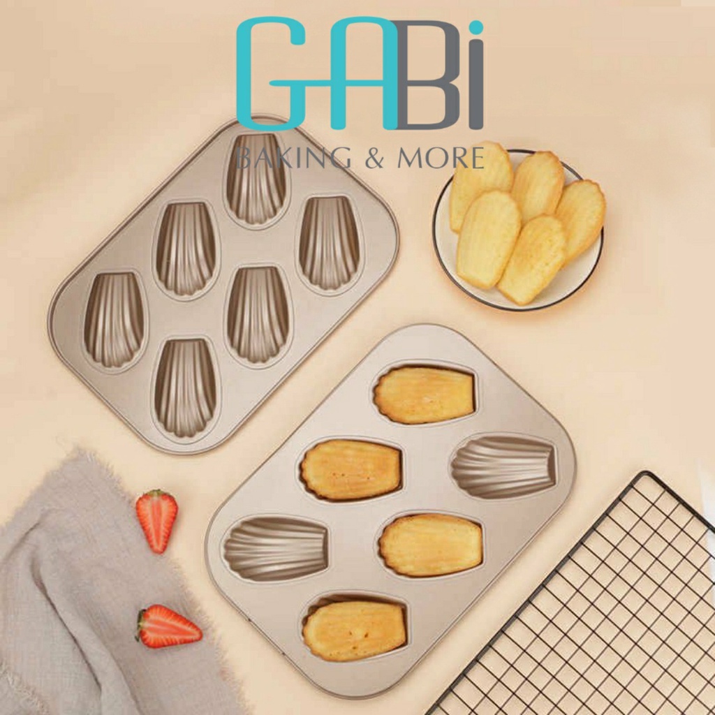 Khuôn nướng chống dính 6 ô sò dài (madeleine)