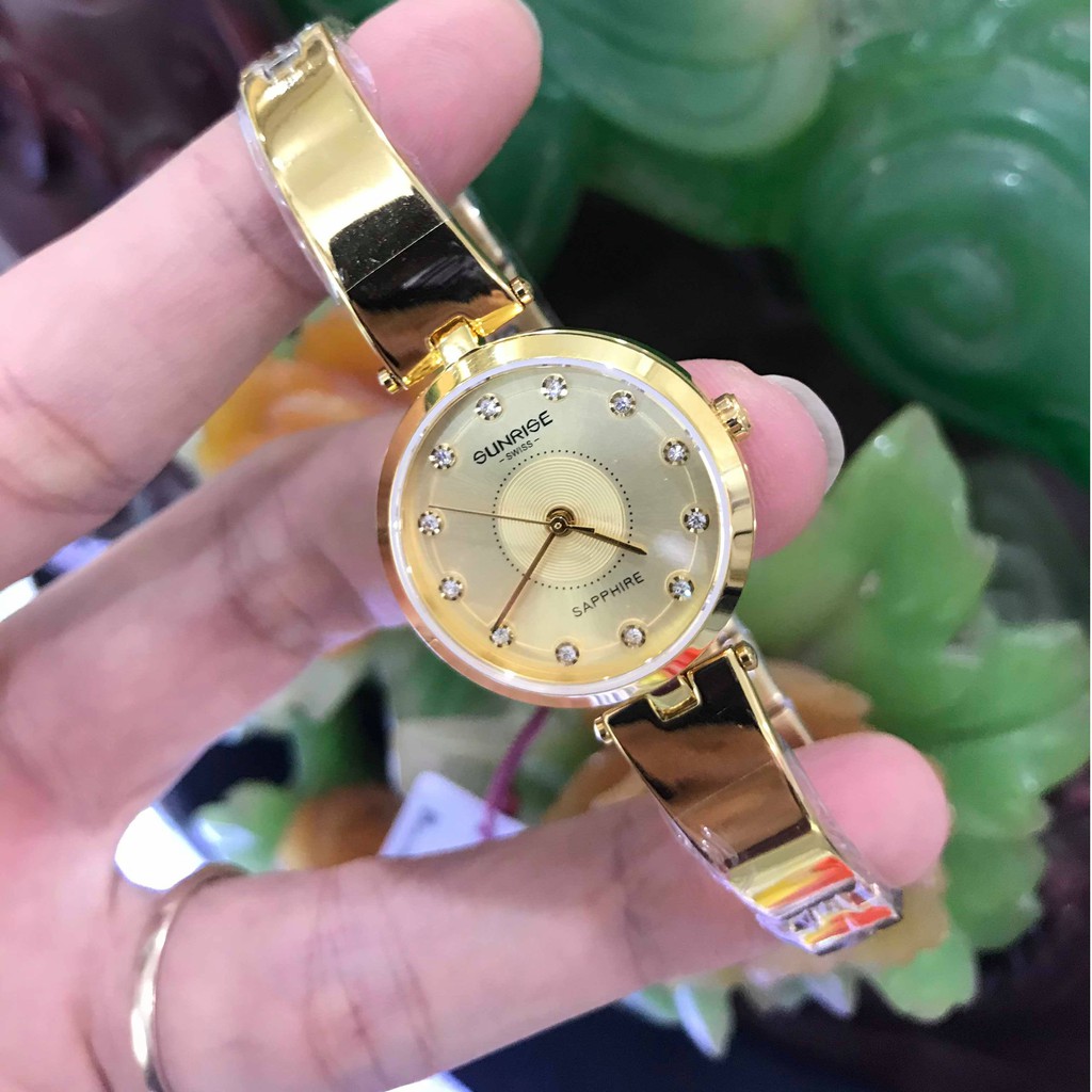 Đồng hồ nữ SUNRISE 9936SA mặt vàng full hộp chính hãng, kính Sapphire chống xước, chống nước tốt | BigBuy360 - bigbuy360.vn