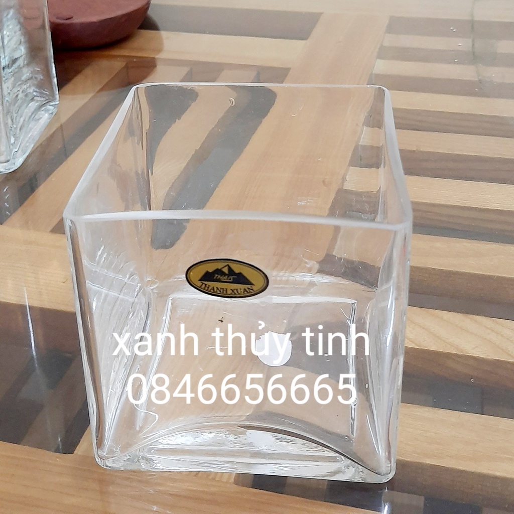 Bình thủy tinh trang trí, cắm hoa trụ vuông 10cm