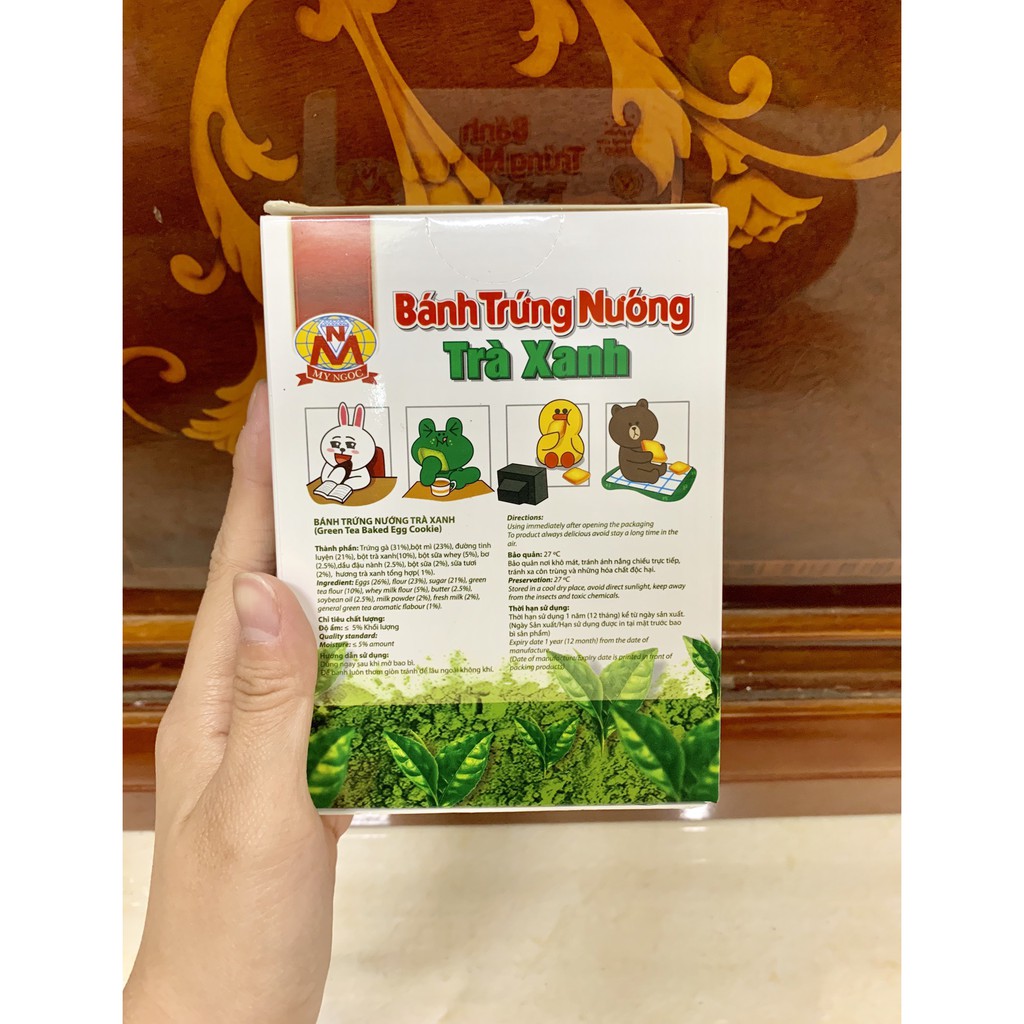 MỸ NGỌC - 45g Bánh trứng nướng TRÀ XANH - Baked egg cake with Green tea 45g