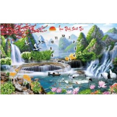 TRANH THÊU ĐỒNG HỒ CỬU NGƯ QUẦN HỘI  LV3333