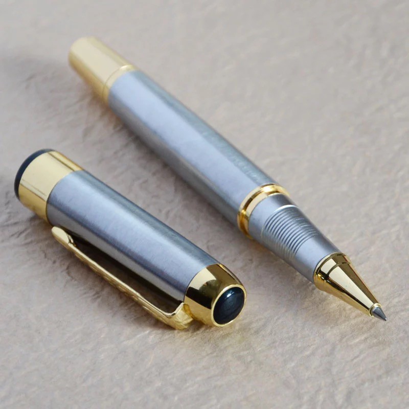 Bút ký viết gel vỏ hợp kim ánh bạc không gỉ sét ngòi 0.7mm B-250
