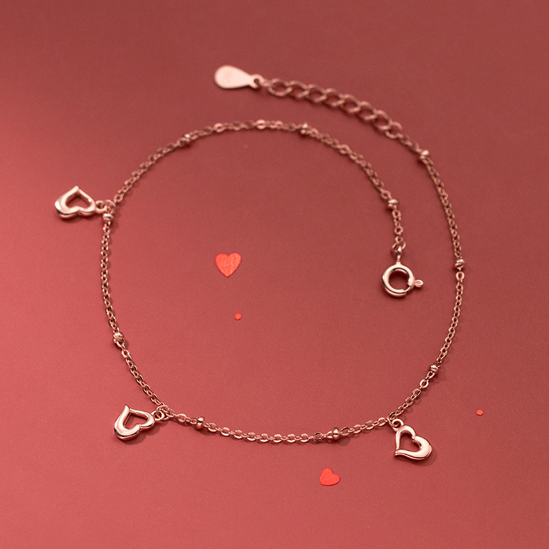 Lắc Chân Mạ Bạc 925 Hình Trái Tim Xinh Xắn Cho Nữ