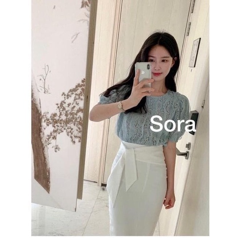 Chân váy bút chì cạp thắt nơ qua gối thanh lịch( sẵn size) - M36