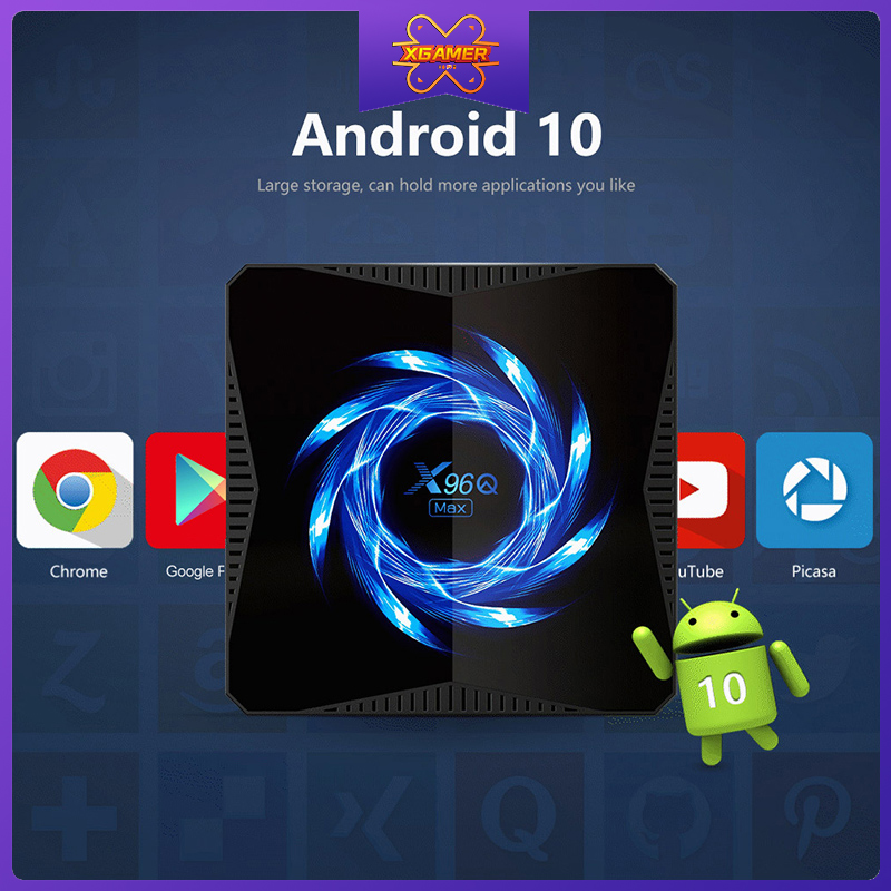 Tv Box X96Q Max Android 10 4g 64gb 2.4g &amp; 5g Dual Wifi Ac 6k Google 4k Tvbox Bt5.0 Youtbe