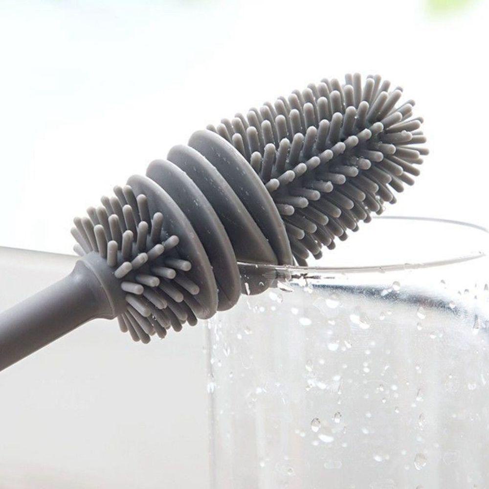 Cọ Rửa Chai Lọ Bằng Silicone Tay Cầm Dài Xoay 360 Độ Đa Năng
