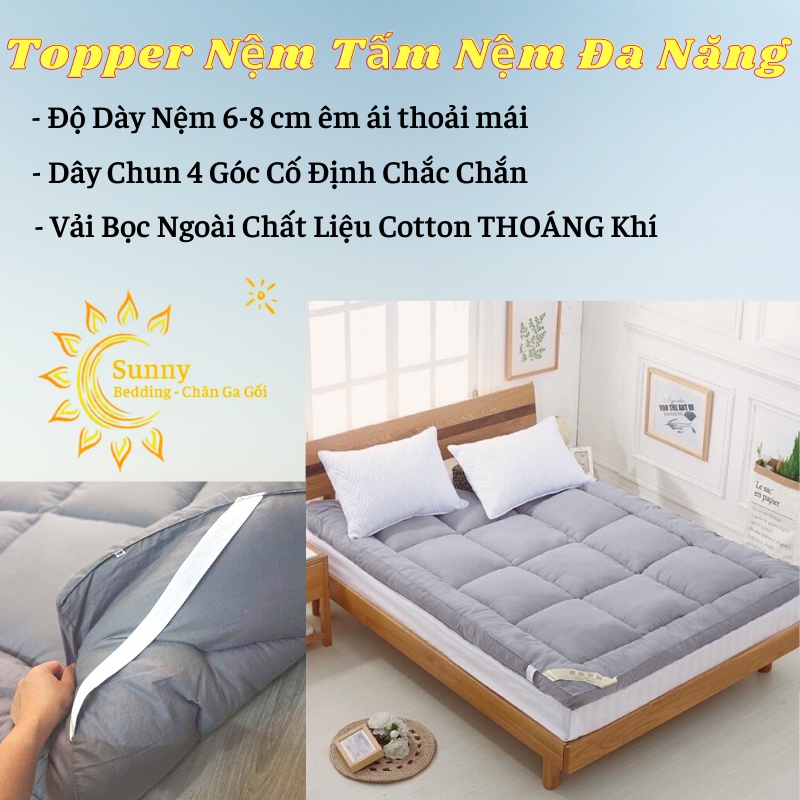 Topper Nệm Tấm Làm Mềm Đệm Đa Năng, Dày 6-8 Cm Hàng Cao Cấp.