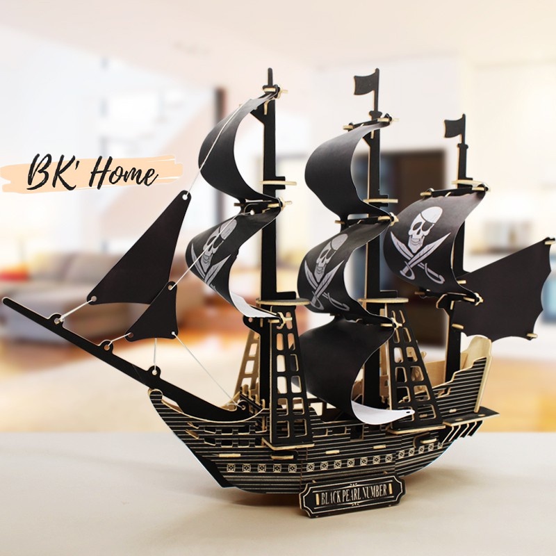 Mô hình lắp ráp gỗ 3D - mô hình thuyền cướp biển Black Pearl