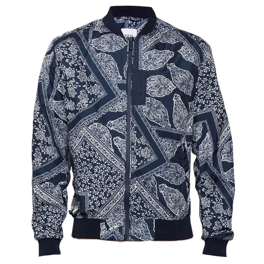 ÁO KHOÁC BOMBER NAM Z..A.R.A MÀU XANH ĐEN HỌA TIẾT VẢI POLIESTER NHẸ MÁT - FO76 SHOP | BigBuy360 - bigbuy360.vn