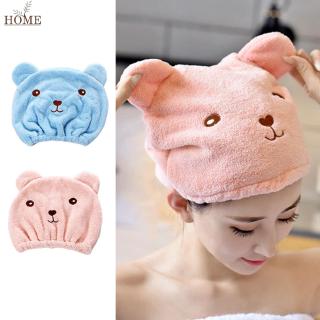 Mũ lau tóc trùm khi tắm thấm hút nước giúp tóc nhanh khô in hình gấu