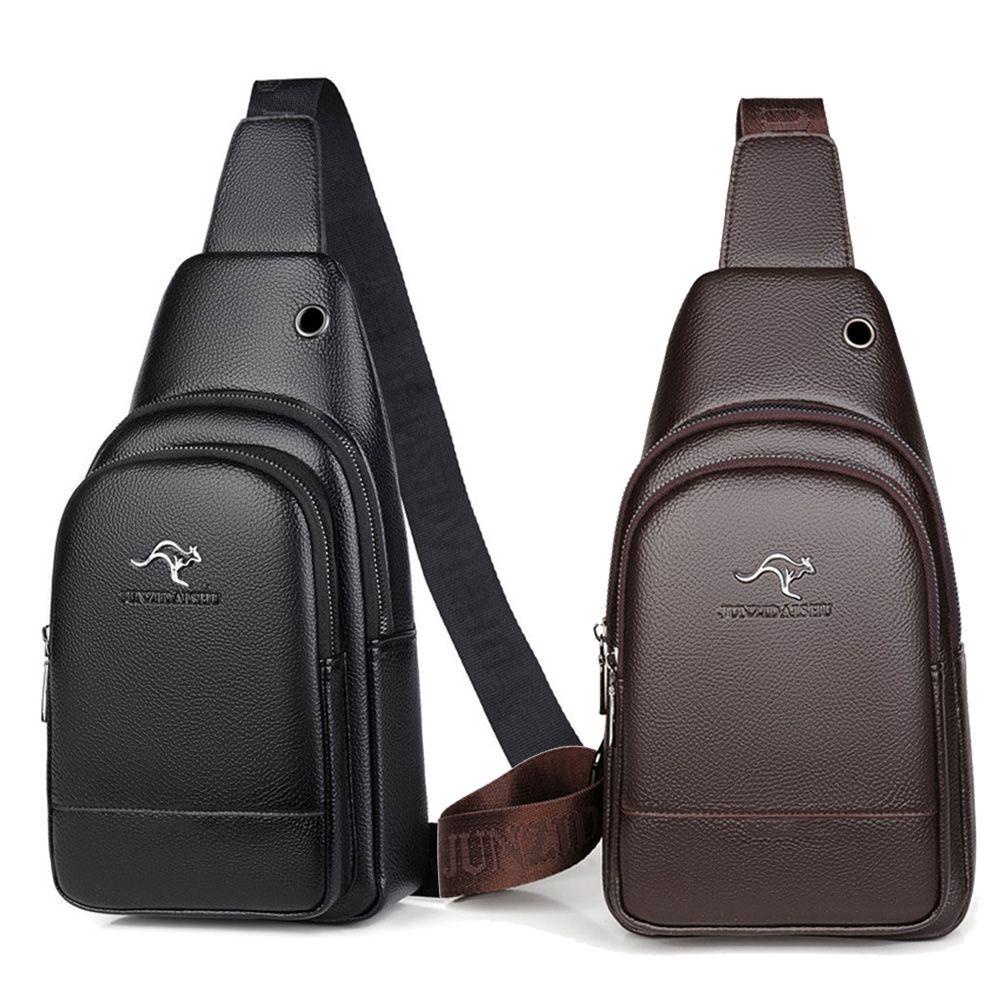 Túi Da PU Đeo Chéo Ngực Đa Năng Phong Cách Vintage Cho Nam