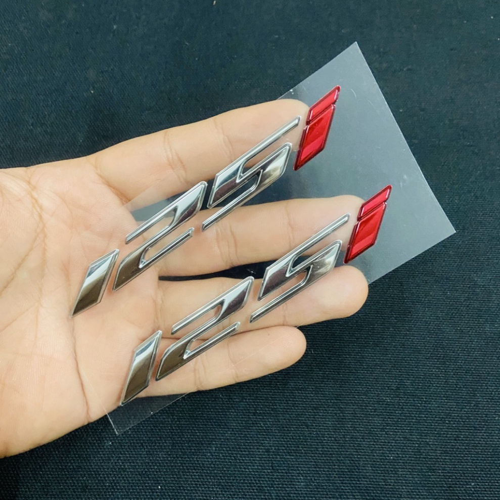 Tem logo số 125i, 150i chất liệu nhựa nổi xi bóng cao cấp thích hợp dán xe HONDA, YAMAHA