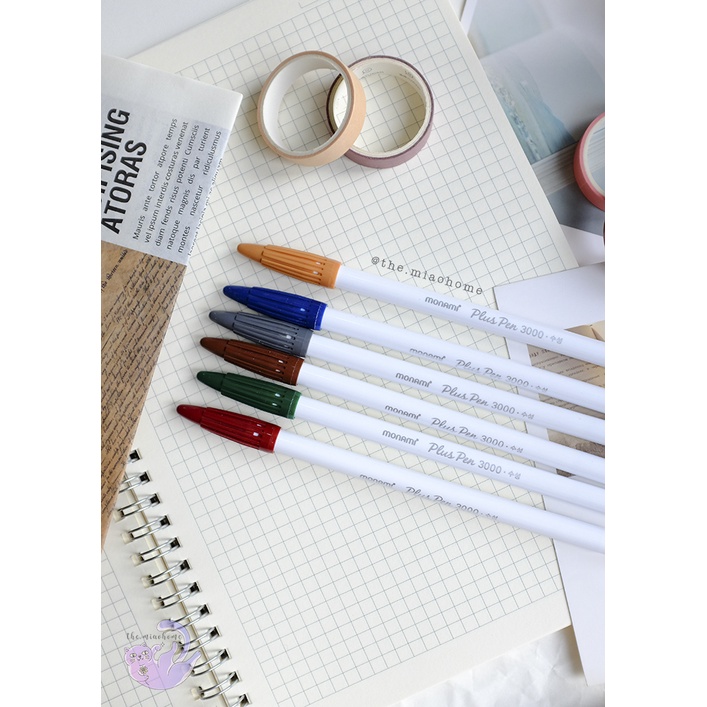Bộ Bút Màu Monami Plus Pen 3000 - Tone Màu Vintage Pastel - Ngòi Bút 0.3mm